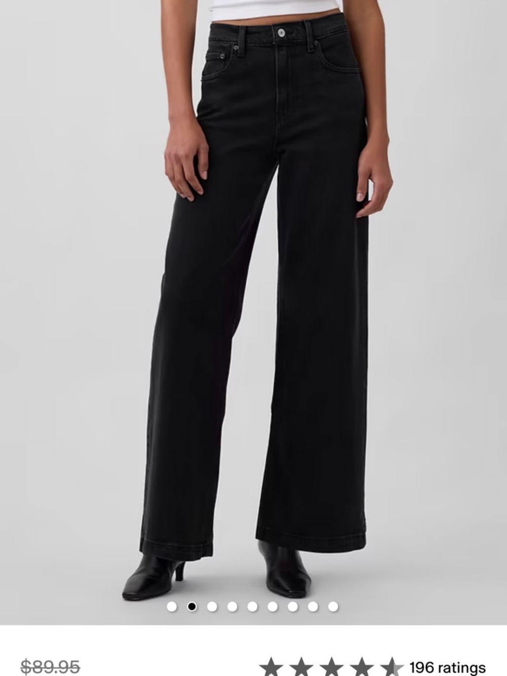 GAP Black High-Rise Stride Wide Leg Jeans